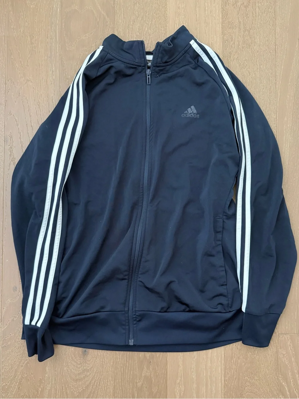 adidas Black Lightweight Track Jacket with White Sleeve Stripes